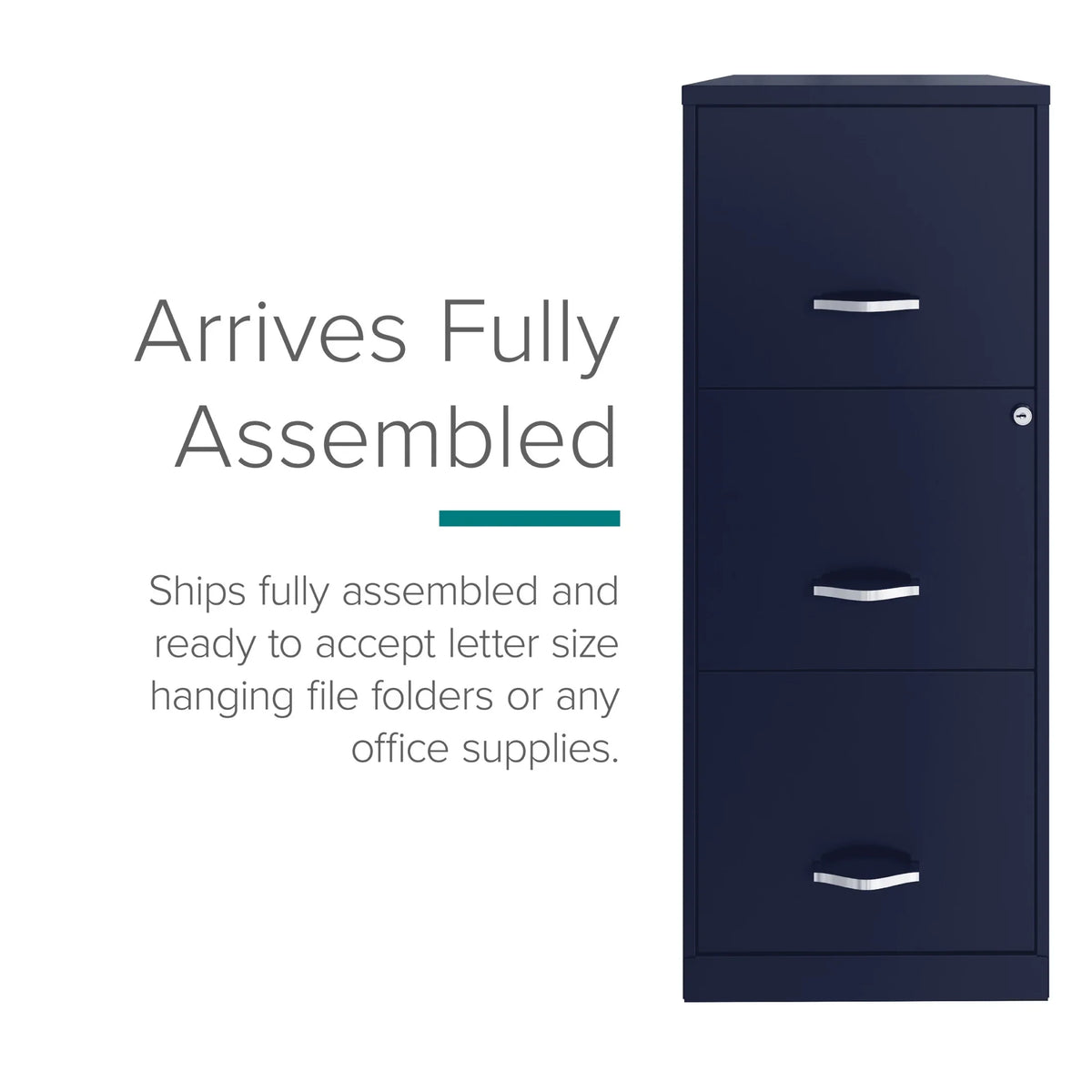 Space Solutions 18" Deep 3 Drawer Smart Letter Width Vertical File Cabinet, Navy