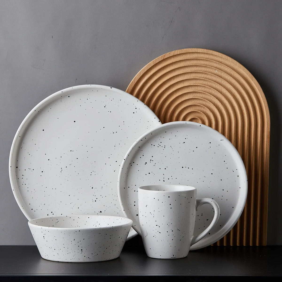 Stone Lain Jade 32-Piece Dinnerware Set Stoneware, White