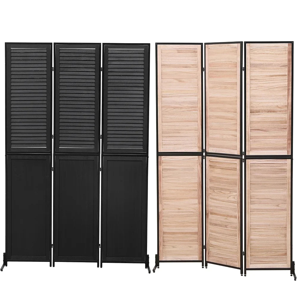 3 Panel Room Divider, Folding Privacy Screen, 5.9FT Heavy Duty Partition Wall Dividers Room Separator with Metal Frame, Freestanding Louvered Divider Screen for Home Office Restaurant Bedroom