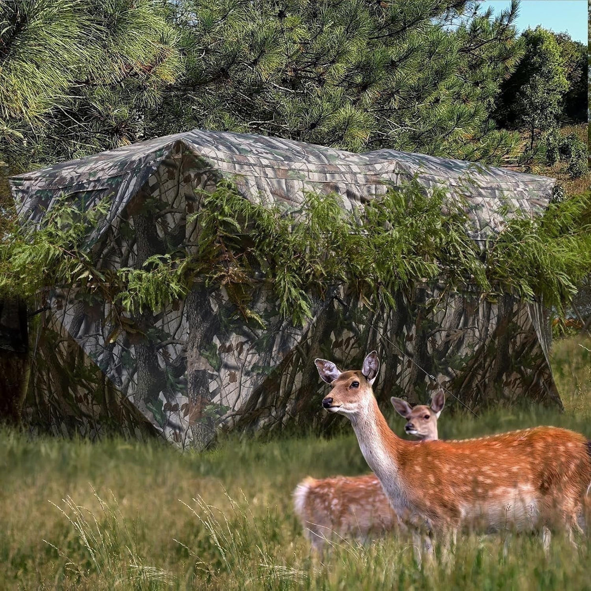 Erommy 360° Camouflage Hunting Blind, Durable and Waterproof with Spacious Interior and Ventilation for 3 People