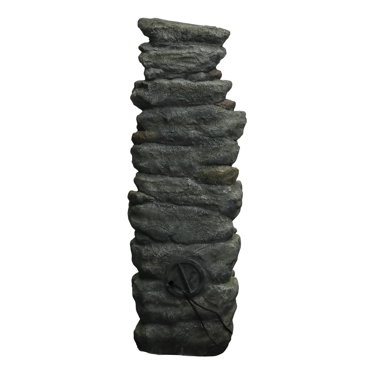51" H Outdoor Water Fountain - 7-Tiers Rock Waterfall Fountain with LED Lights for Home Garden Decor