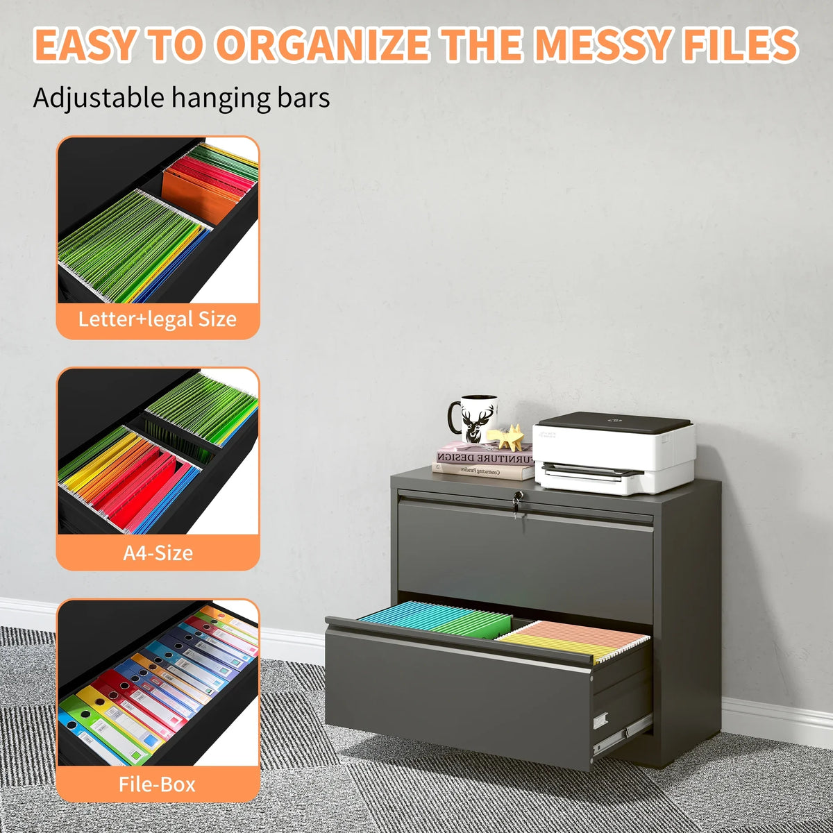 Daatumm 2-Drawer Vertical File Cabinet with Lock, Steel Metal Office & Home Storage for A4/Letter/Legal Size Documents