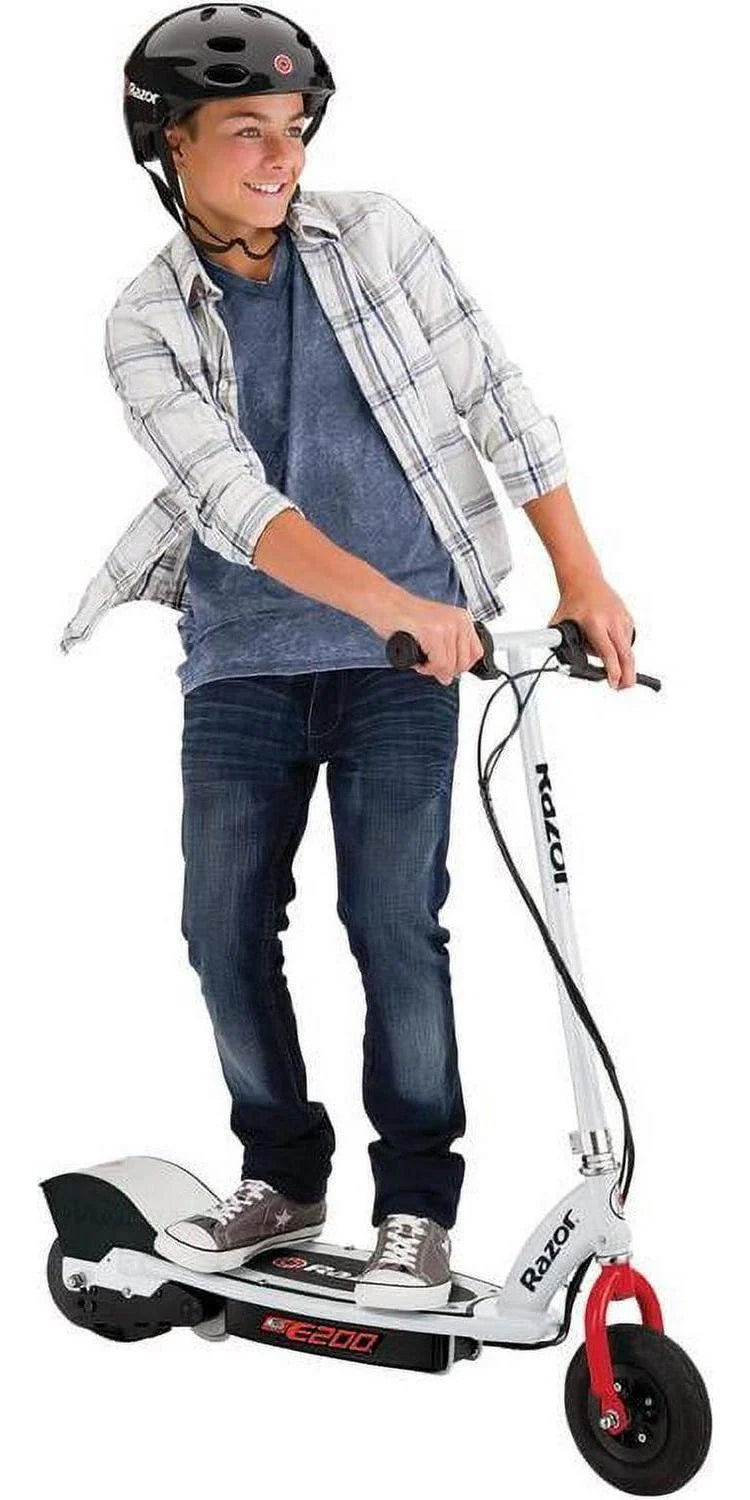 Razor E200 Electric Scooter - White/red. 200-Watt Motor. up to 12 mph. for Teen Ages 13+