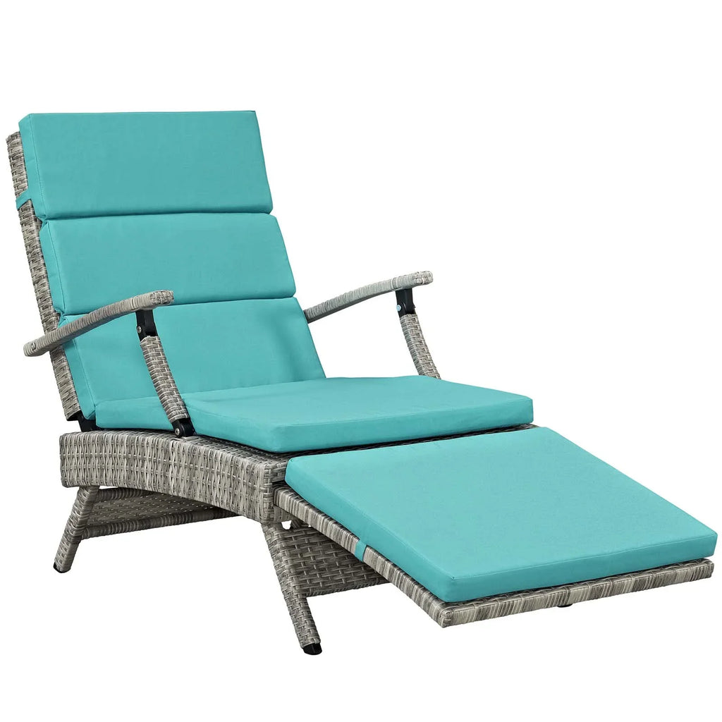 Modway Envisage Chaise Outdoor Patio Wicker Rattan Lounge Chair in Light Gray White