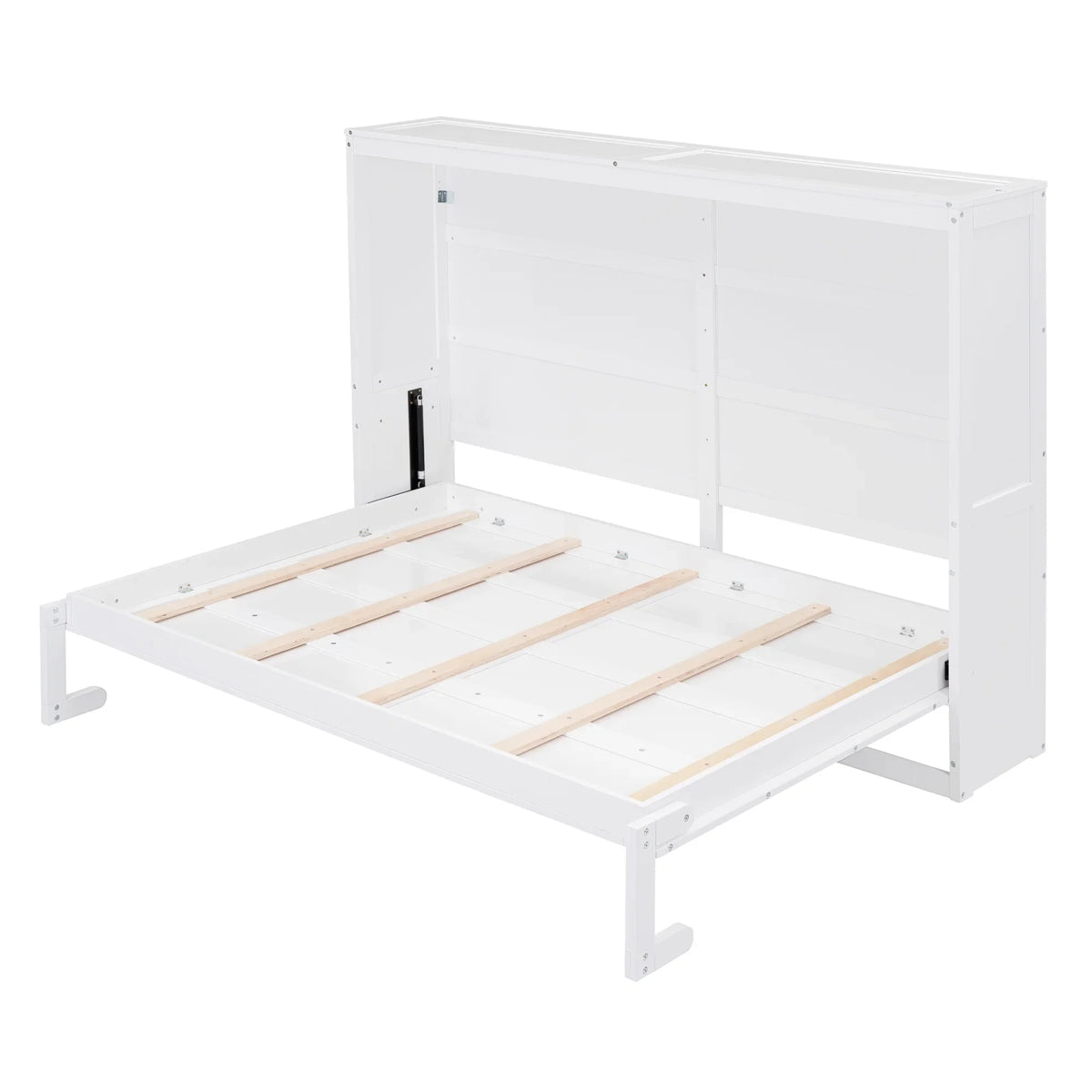 Harper & Bright Designs Full Size Murphy Bed Space-Saving Foldable Wooden Wall Bed with a Shelf for Guest Room Home Office, Gray