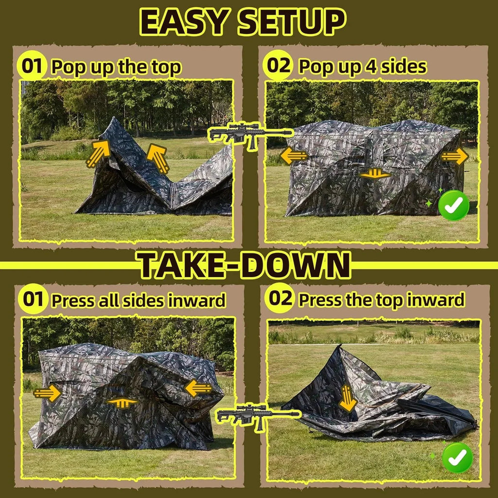 Erommy 360° Camouflage Hunting Blind, Durable and Waterproof with Spacious Interior and Ventilation for 3 People