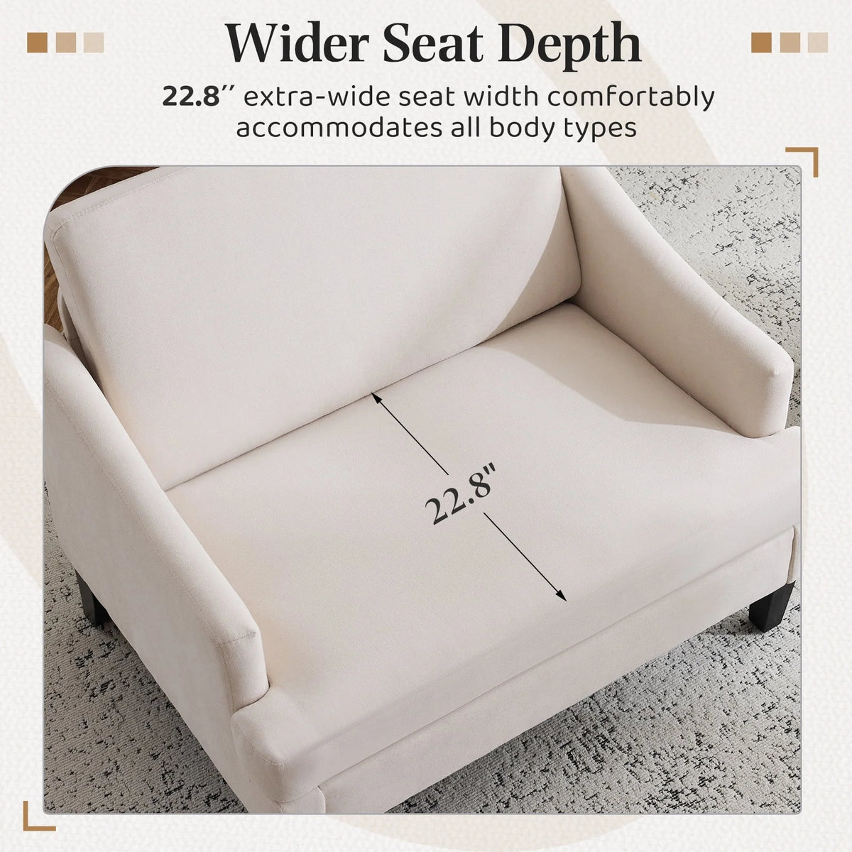 Bezseller Oversized Accent Chair with High Back, Armchair for Living Room or Bedroom, Beige