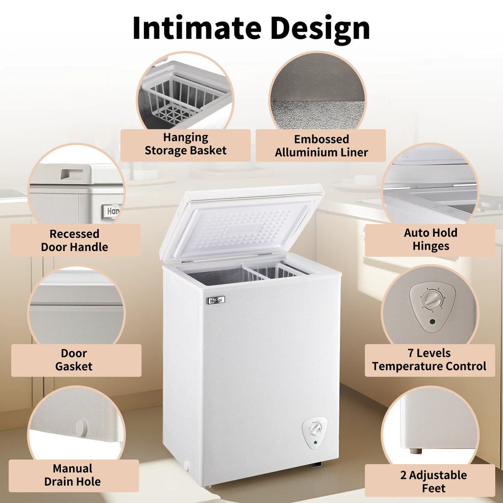 WANAI Chest Freezer 3.5 Cu.ft, Deep Freezer with Top Open Door,White
