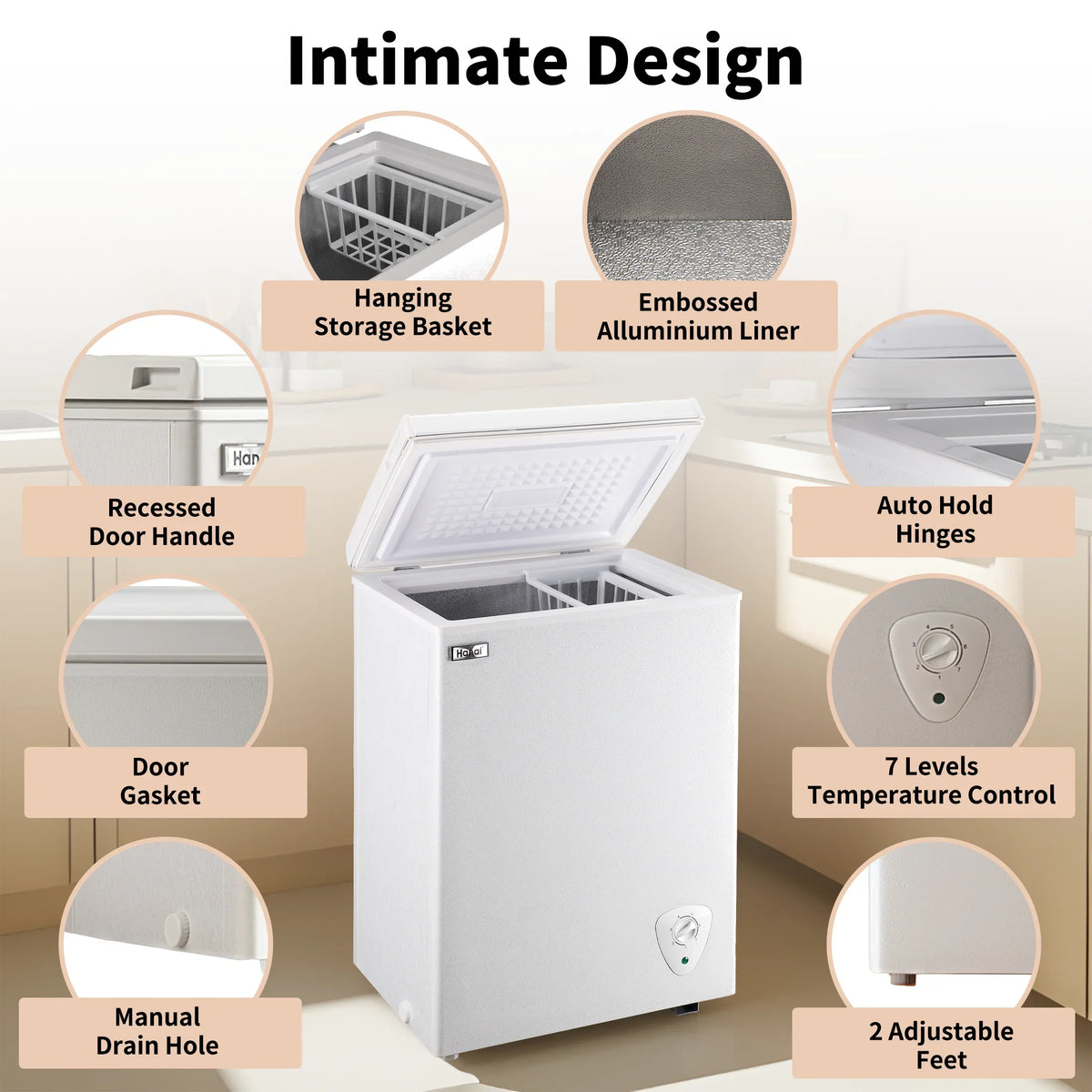 WANAI Chest Freezer 3.5 Cu.ft, Deep Freezer with Top Open Door,White