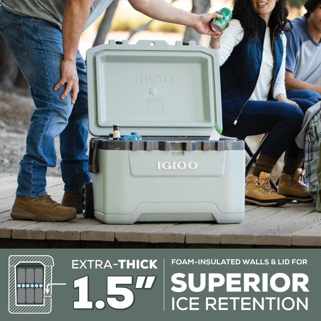 Igloo 52 QT Overland Ice Chest Cooler with Wheels, Gray