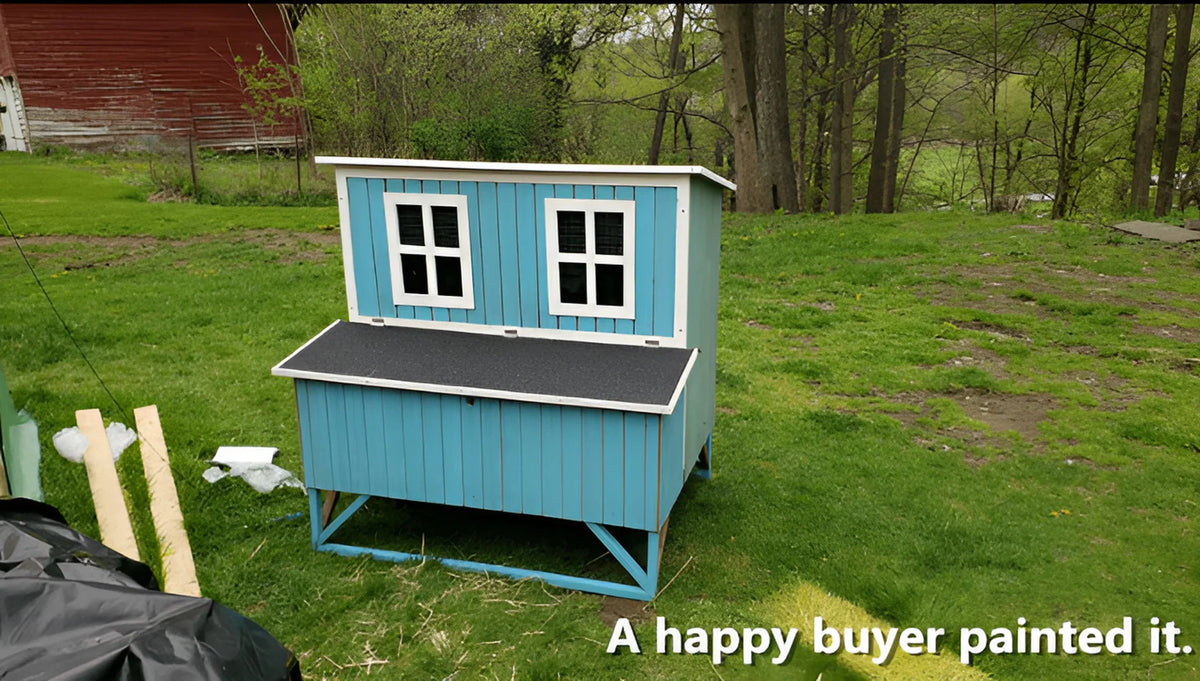omitree Wooden Chicken Coop Hen House with 4 Nesting Boxes, Fits 4-8 Chickens