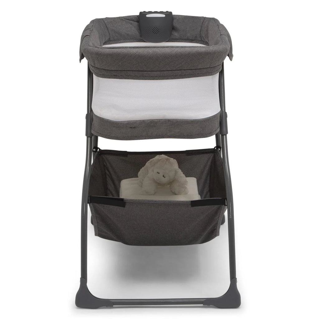 Delta Children TravelMate Compact Fold Bassinet - Features Lights. Sounds and Vibration. Grey Tweed