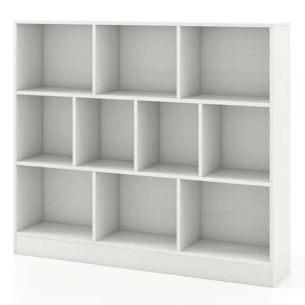 Costway 10-Cube Bookcase for Kids 41"Wooden Toy Storage Organizer for Kid’s Room White