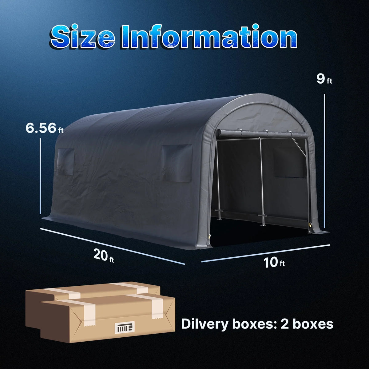 ADVANCE OUTDOOR 10x15 ft Shelter Storage Shed Steel Metal Round Roof Anti-Snow Portable Garage Carport for Motorcycle, Boat, or Garden Tools with 2 Roll up Doors & Vents, Gray