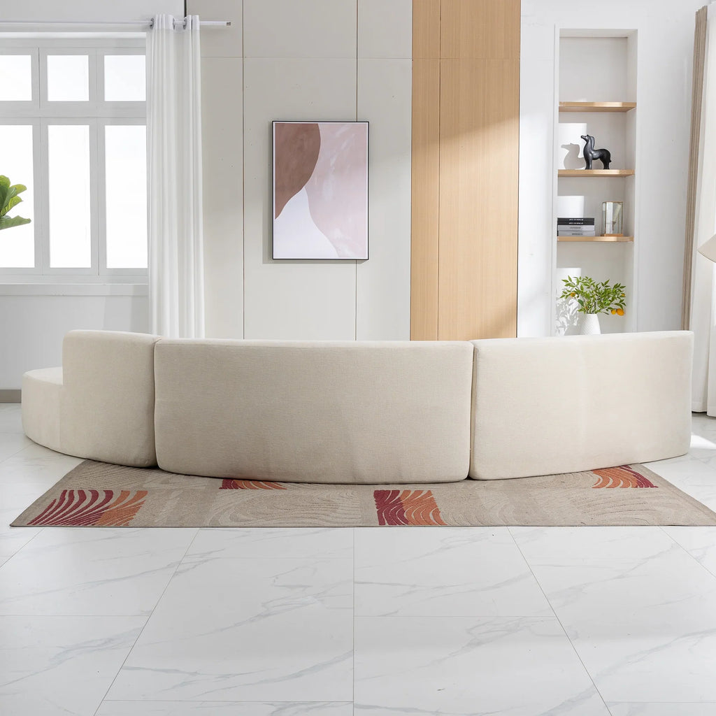 Harper & Bright Designs Modern Curved Floor Sofa Set, Modular Sectional Sponge Couch for Living Room, 2 PC Free Combination No Assembly Foam-Filled Sofa, Beige