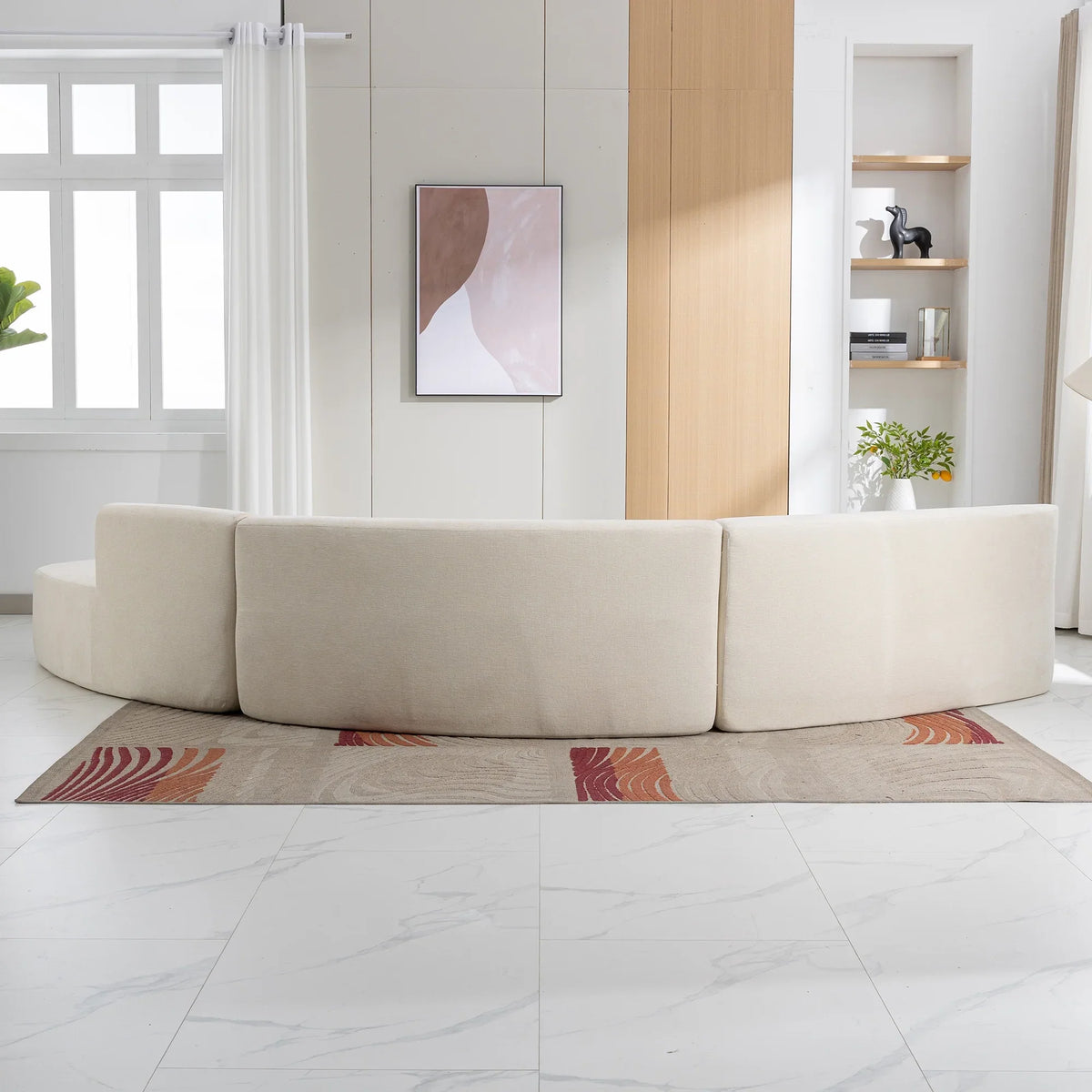 Harper & Bright Designs Modern Curved Floor Sofa Set, Modular Sectional Sponge Couch for Living Room, 2 PC Free Combination No Assembly Foam-Filled Sofa, Beige