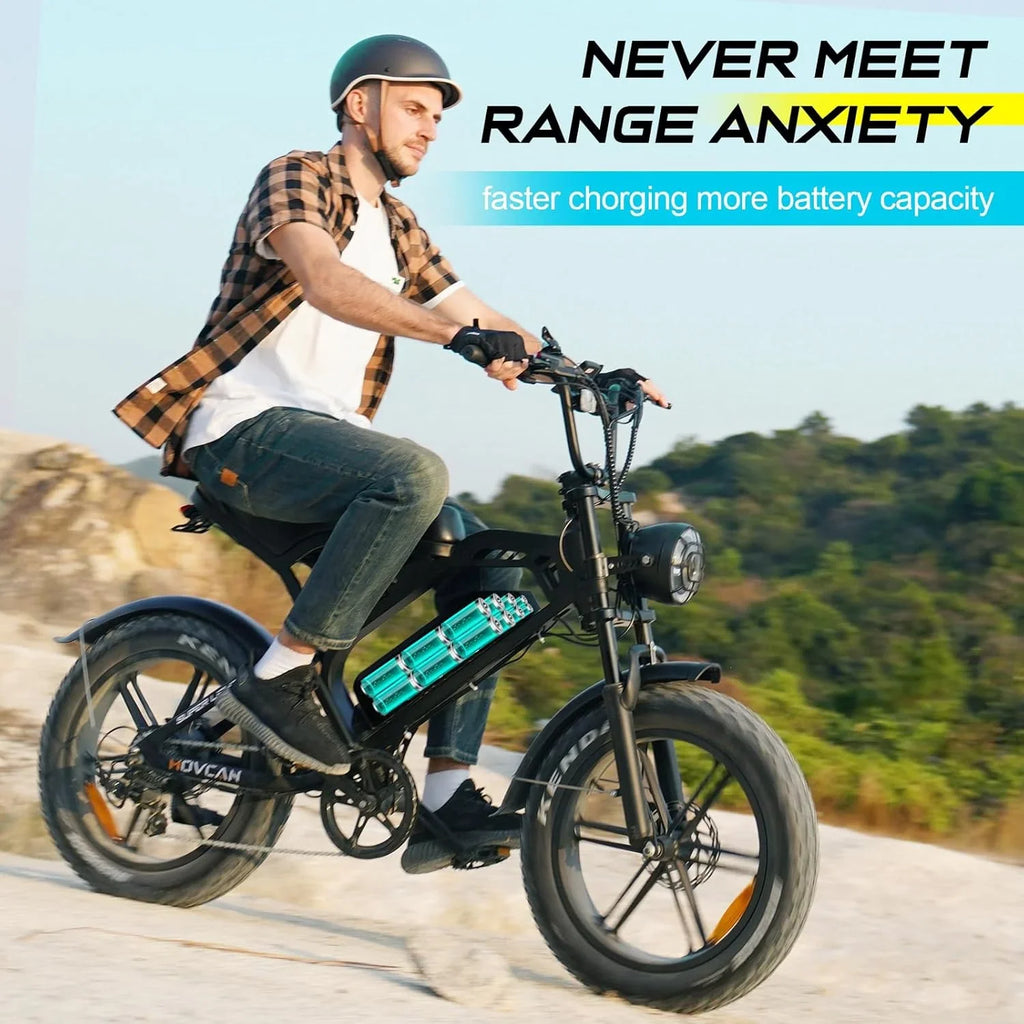 Tamobyke Electric Bike for Adults,Peak 1500W 28mph Mountain Ebike,48V 15.6AH 20" Fat Tire Electric Bicycle Full Suspension UL2849