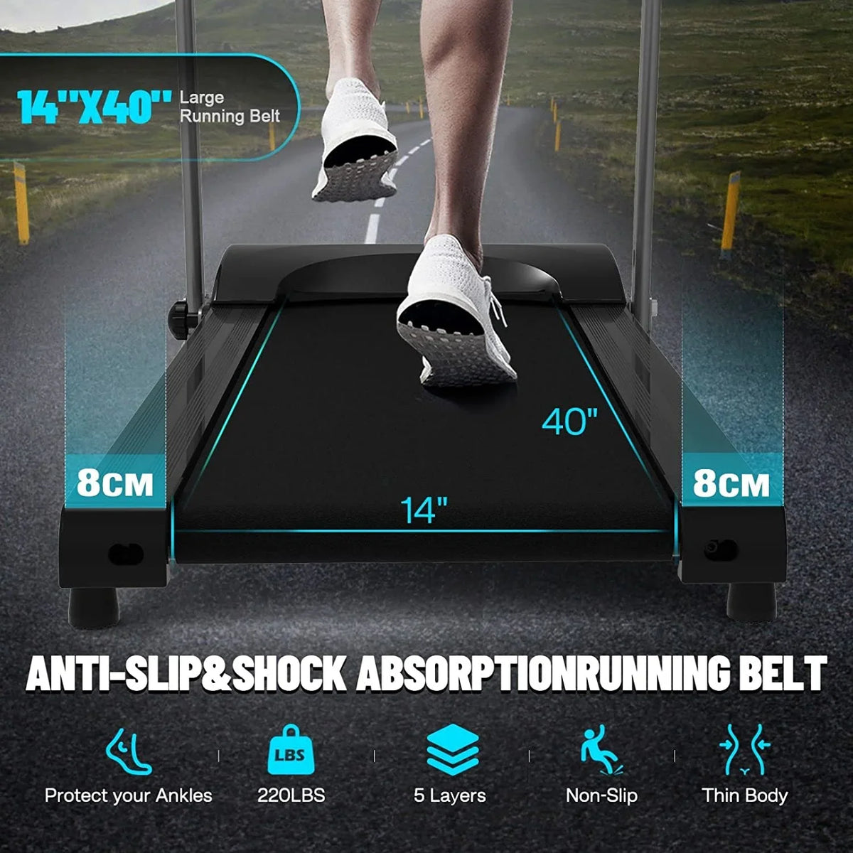 SWERTOY Treadmill Foldable Treadmill for Home Electric Treadmill Workout Running Machine Treadmill with LCD Monitor for Home & Office & Gym