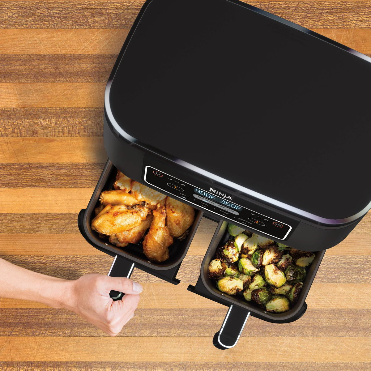 Restored Ninja Foodi DZ100 4in1, 8qt., 2Basket Air Fryer with DualZone Technology (Refurbished)