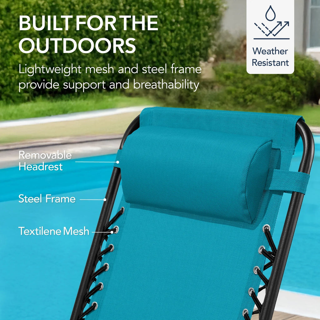 Best Choice Products Folding Outdoor Zero Gravity Rocking Lounge Chair w/ Headrest Pillow - Black