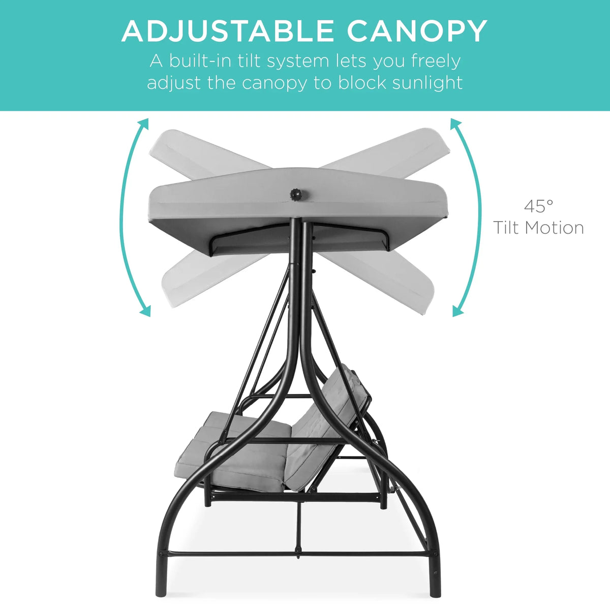 Best Choice Products 3-Seat Outdoor Converting Canopy Swing Glider Patio Hammock w/ Removable Cushions - Burgundy