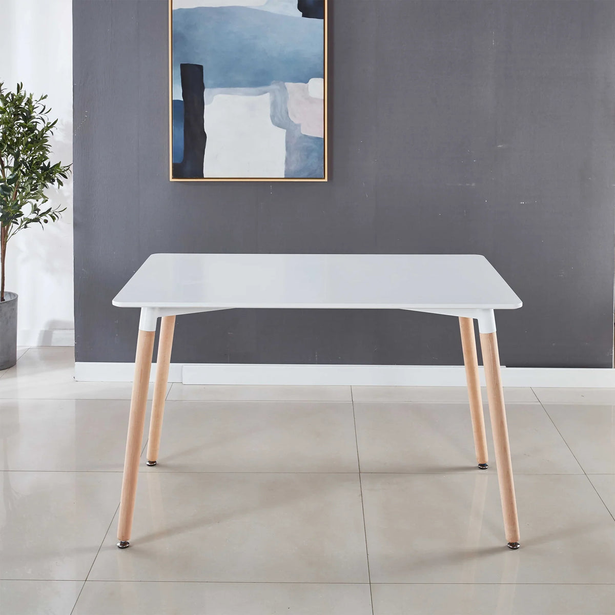 PORKISS Round Dining Table for 4 People, Wood Kitchen Dining Table with Metal Legs, Modern Dining Room Tables for Kitchen Living Room, White #2