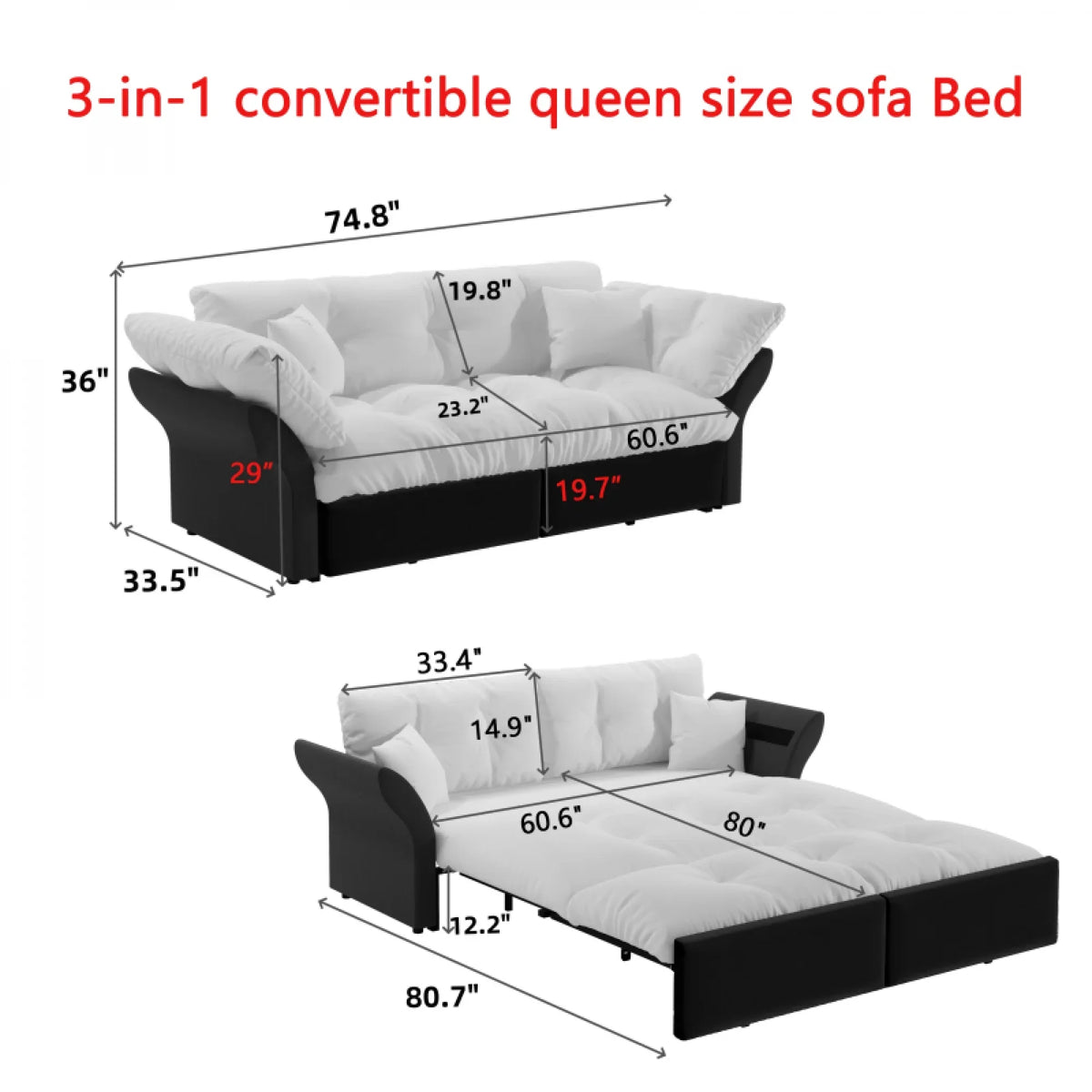 66" Queen Pull Out Sofa Bed, 3-in-1 Convertible Sleeper Sofa with Side Storage,Multi-Functional Velvet Loveseat Bed for Living Room,Bedroom
