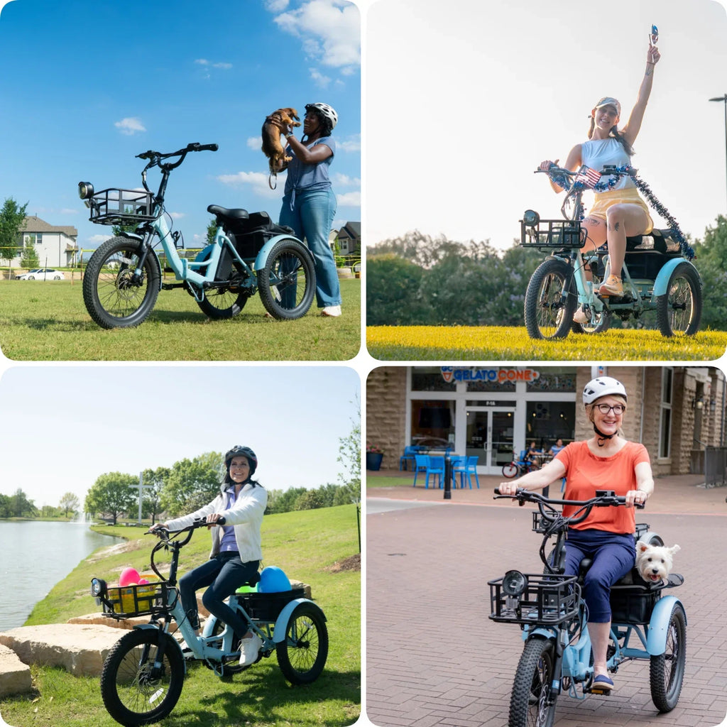 MOONCOOL TK1 Folding Electric Tricycle for Adults,48V 14.5Ah Removable battery, 500W"Peak 1000w"Motor, 20" Fat Tire Step-Thru 3Wheel Electric Bicycle w/Front&Rear Baskets, Certified to UL 2849 by SGS
