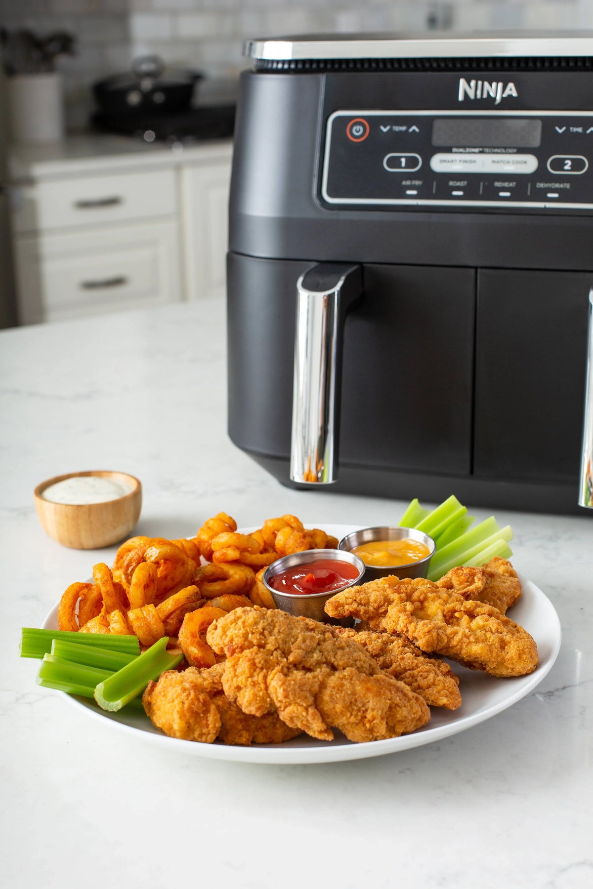 Restored Ninja Foodi DZ100 4in1, 8qt., 2Basket Air Fryer with DualZone Technology (Refurbished)
