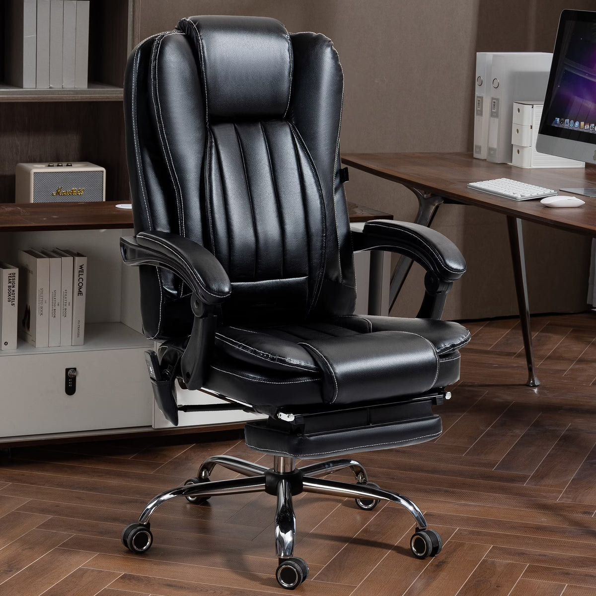 Kneading Massage Executive Office Chair With 40"-50" Heating, 160" Reclining Office Chair With Footrest, Ergonomic Chair With Backrest And 4 Mode Messgage Office Chair