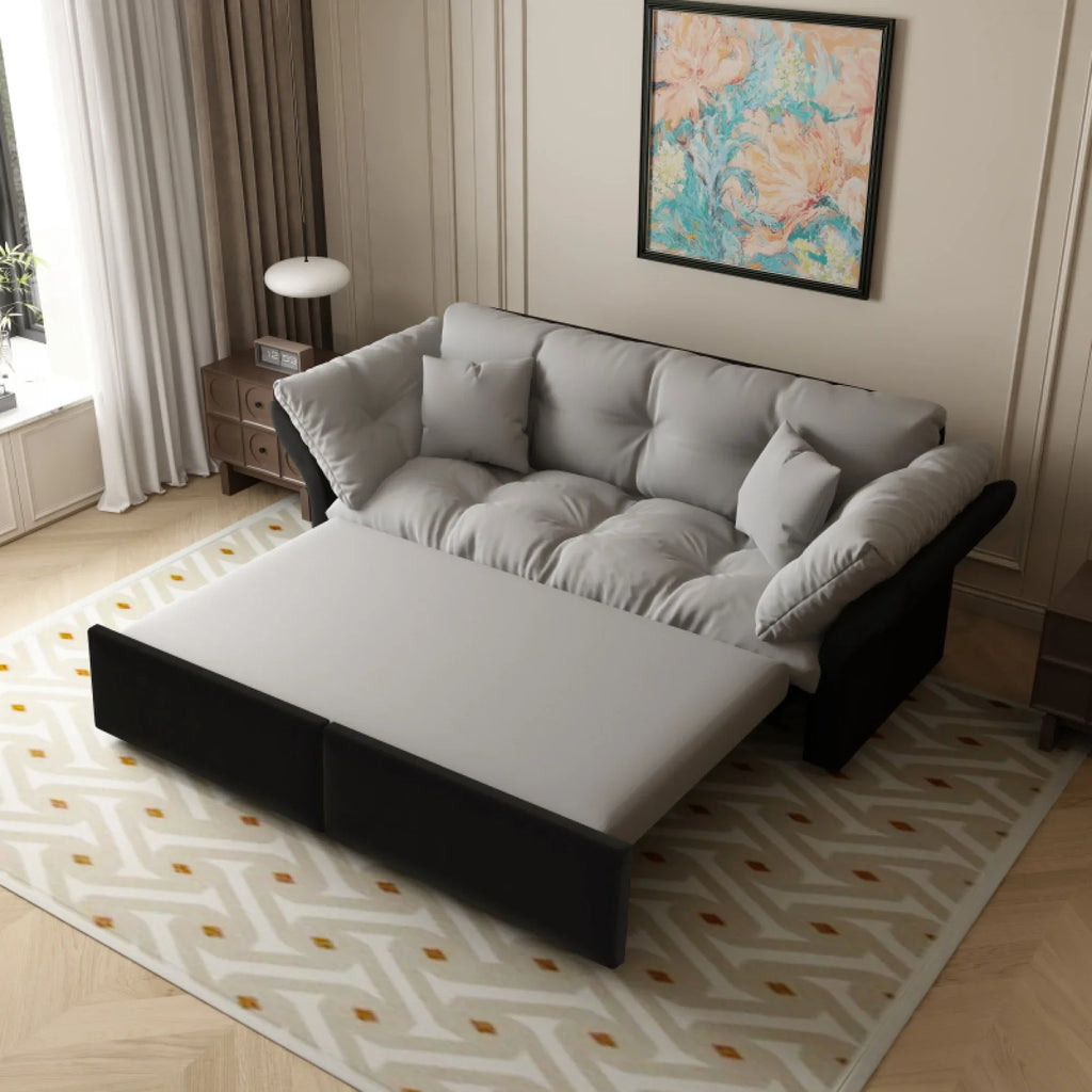 66" Queen Pull Out Sofa Bed, 3-in-1 Convertible Sleeper Sofa with Side Storage,Multi-Functional Velvet Loveseat Bed for Living Room,Bedroom