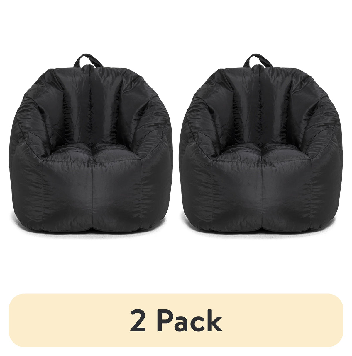 (2 pack) Big Joe Joey Bean Bag Chair, Smartmax, Kids/Teens, 2.5ft, Black