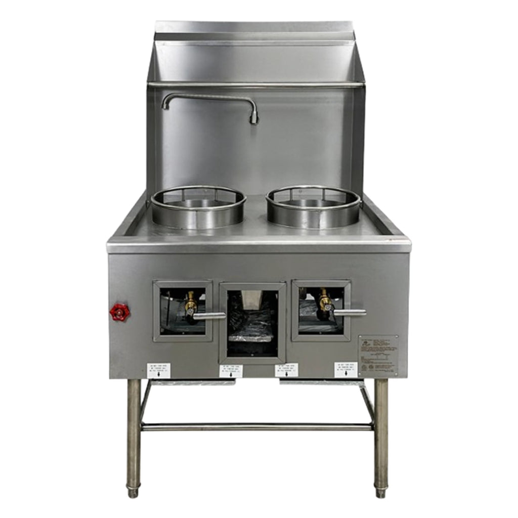 NSF 36 in. Two Burners Chinese Wok Range Natural Gas/ LP with Waterfall Commercial Restaurant Wok