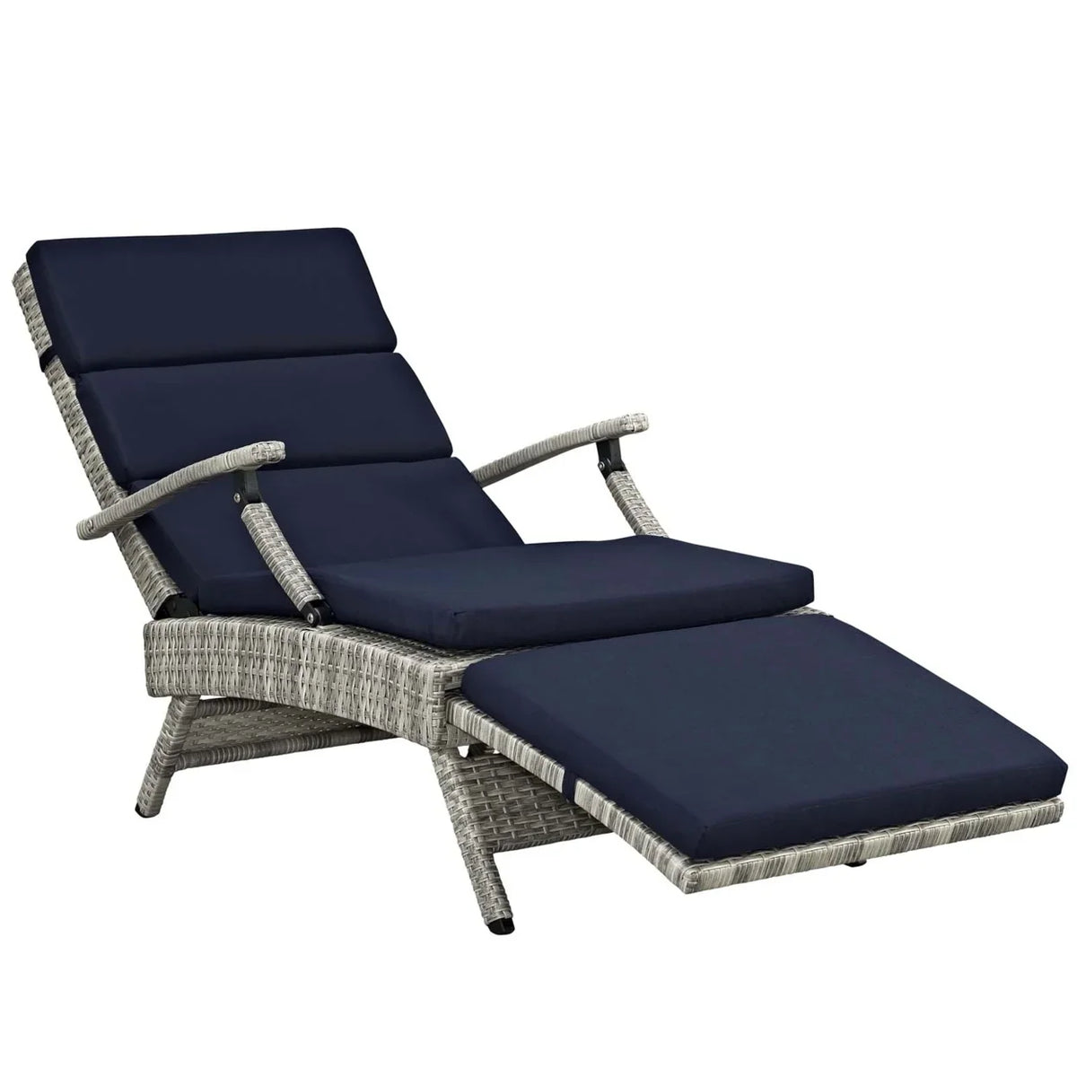 Modway Envisage Chaise Outdoor Patio Wicker Rattan Lounge Chair in Light Gray White