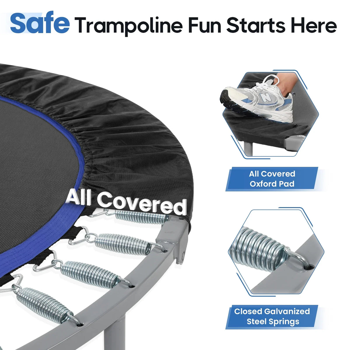 BCAN 40" Foldable Trampoline, Fitness Rebounder with Adjustable Foam Handle, Exercise Trampoline for Adults/kids Indoor/Garden Workout Max Load 330lbs