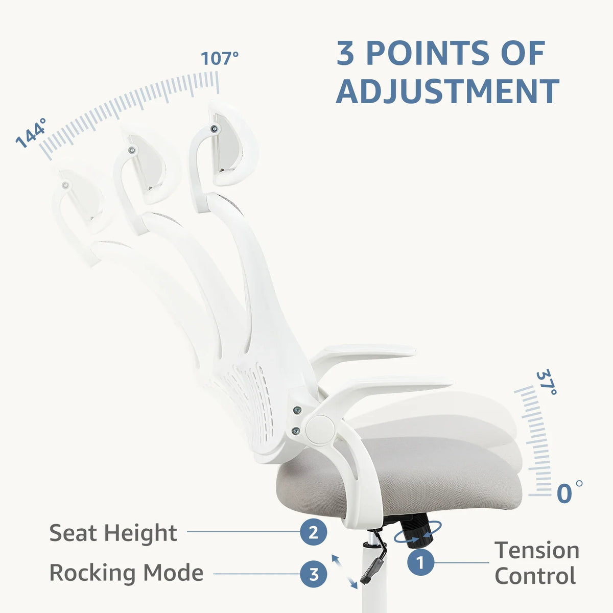 Dovelina Ergonomic Office Chair with Headrest, Adjustable Task Chair with Flip-Up Armrests