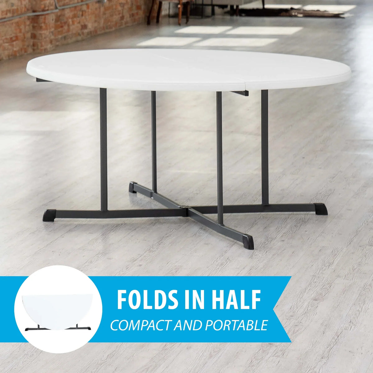 Lifetime 60" Centerfold Indoor/Outdoor Commercial Grade Folding Round Table, Almond 1 Piece 1 Count (80806)