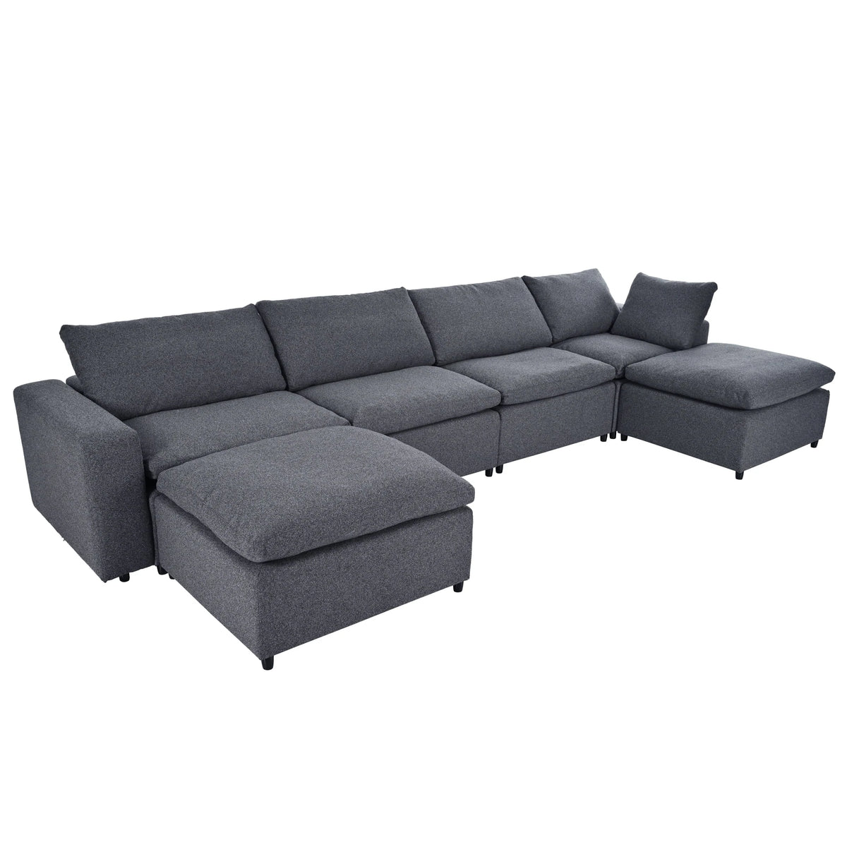 Harper & Bright Designs Convertible Modular Sectional Sofa with 2 Removable Ottomans & Pillows, Large U Shape Cloud Couch with Reversible Chaise for Living Room, Grey