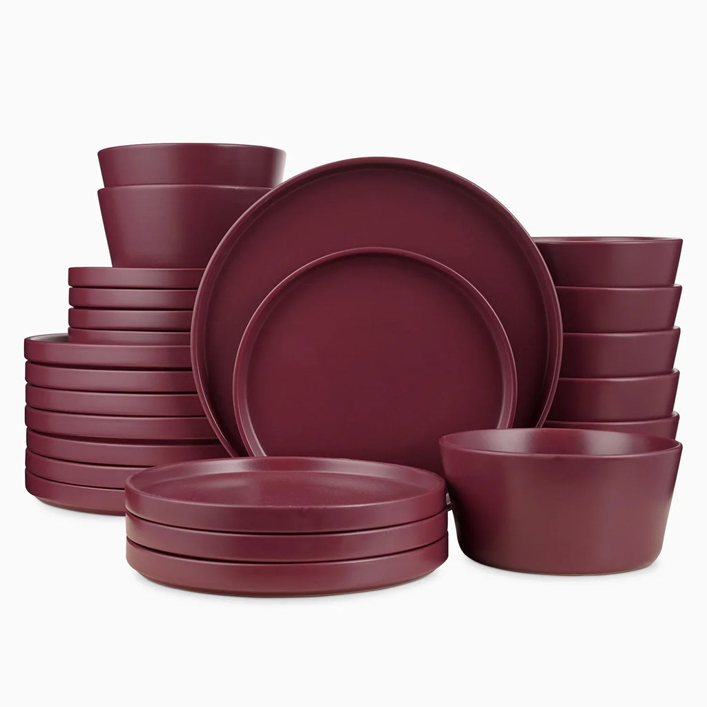 Stone + Lain Chelsea Stoneware Collection, Round Dinnerware Set, 24 Pieces Service for 8, Blue