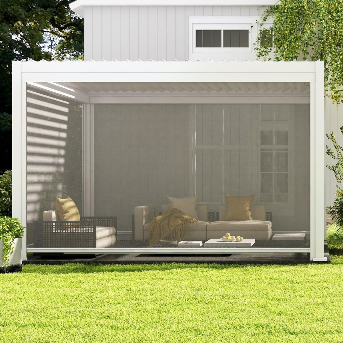 Mirador 111S Pergola Accessories, 1/3 10' Side Aluminum Deco Wall Screen, Charcoal (Not Pergola)