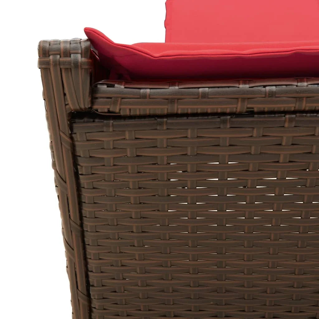 vidaXL Double Sun Lounger with Cushions Outdoor Poly Rattan Brown/Gray/Black