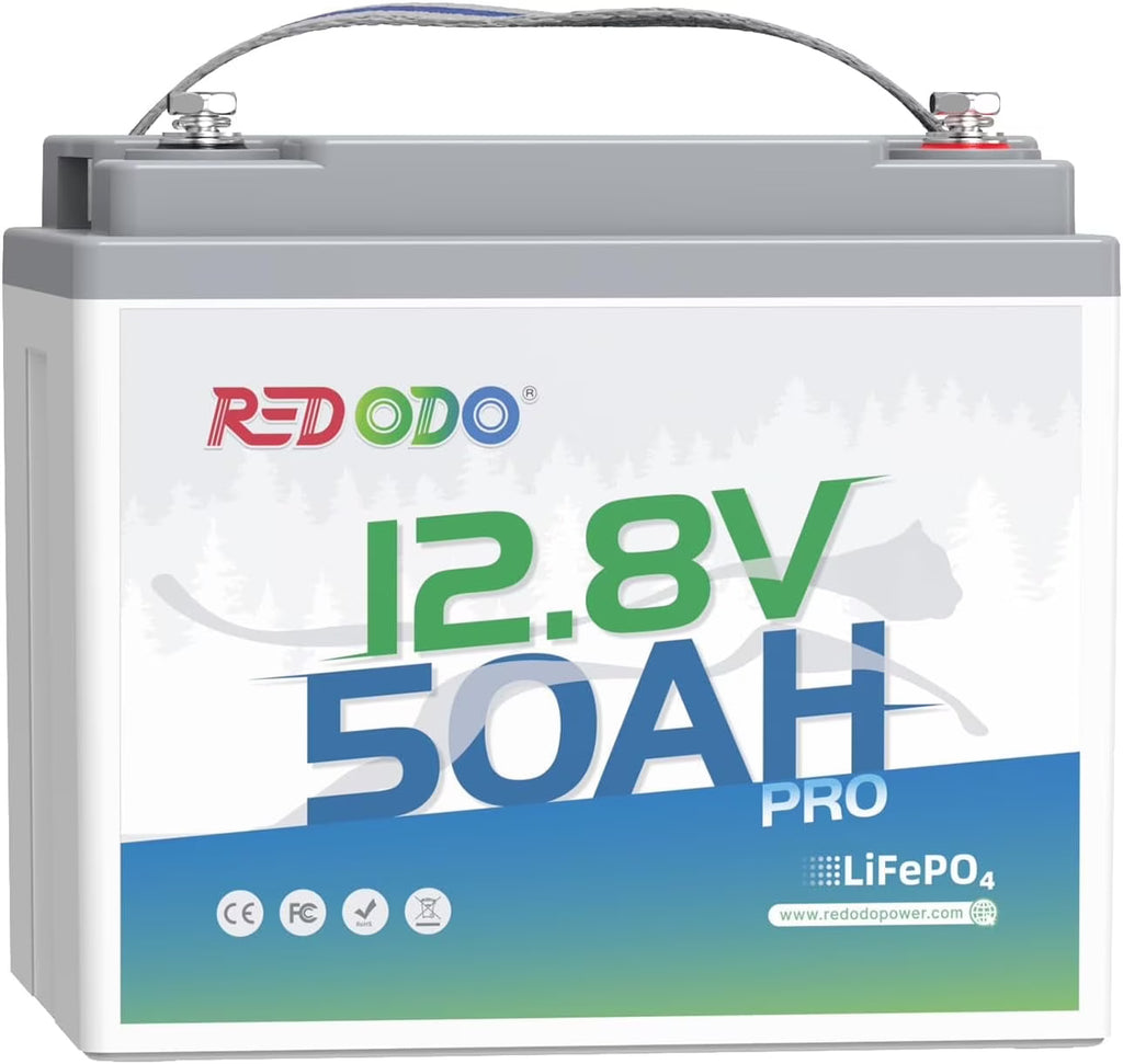 Redodo 12V 50Ah Lithium Battery, Portable 50Ah LiFePO4 Battery with 50A BMS, 640Wh, Up to 15000 Cycles, Ideal for Trolling Motor, RV, Home Energy Backup, Off Grid etc.