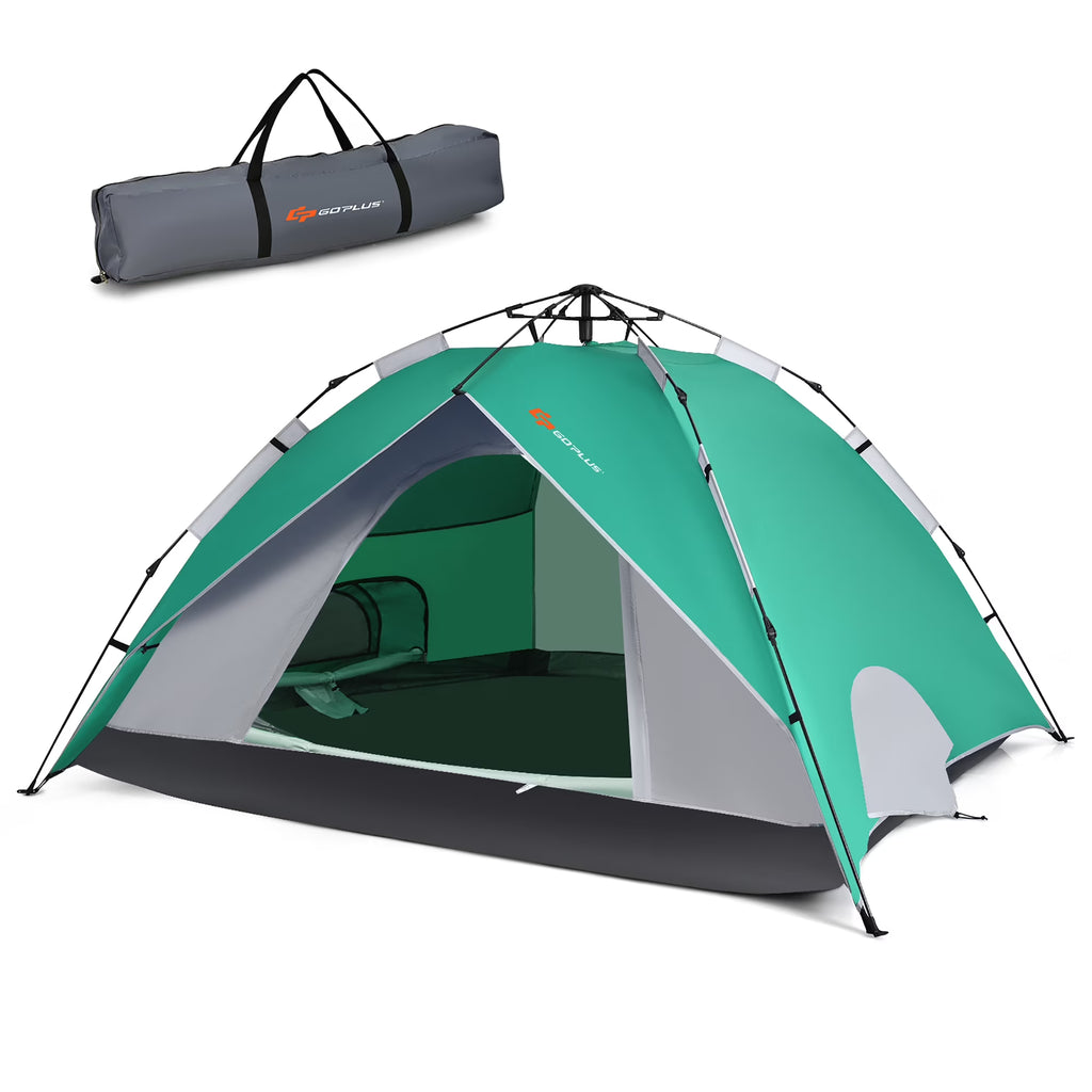 Goplus 4 Person Instant Pop-up Camping Tent 2-in-1 Double-Layer Waterproof Tent Blue