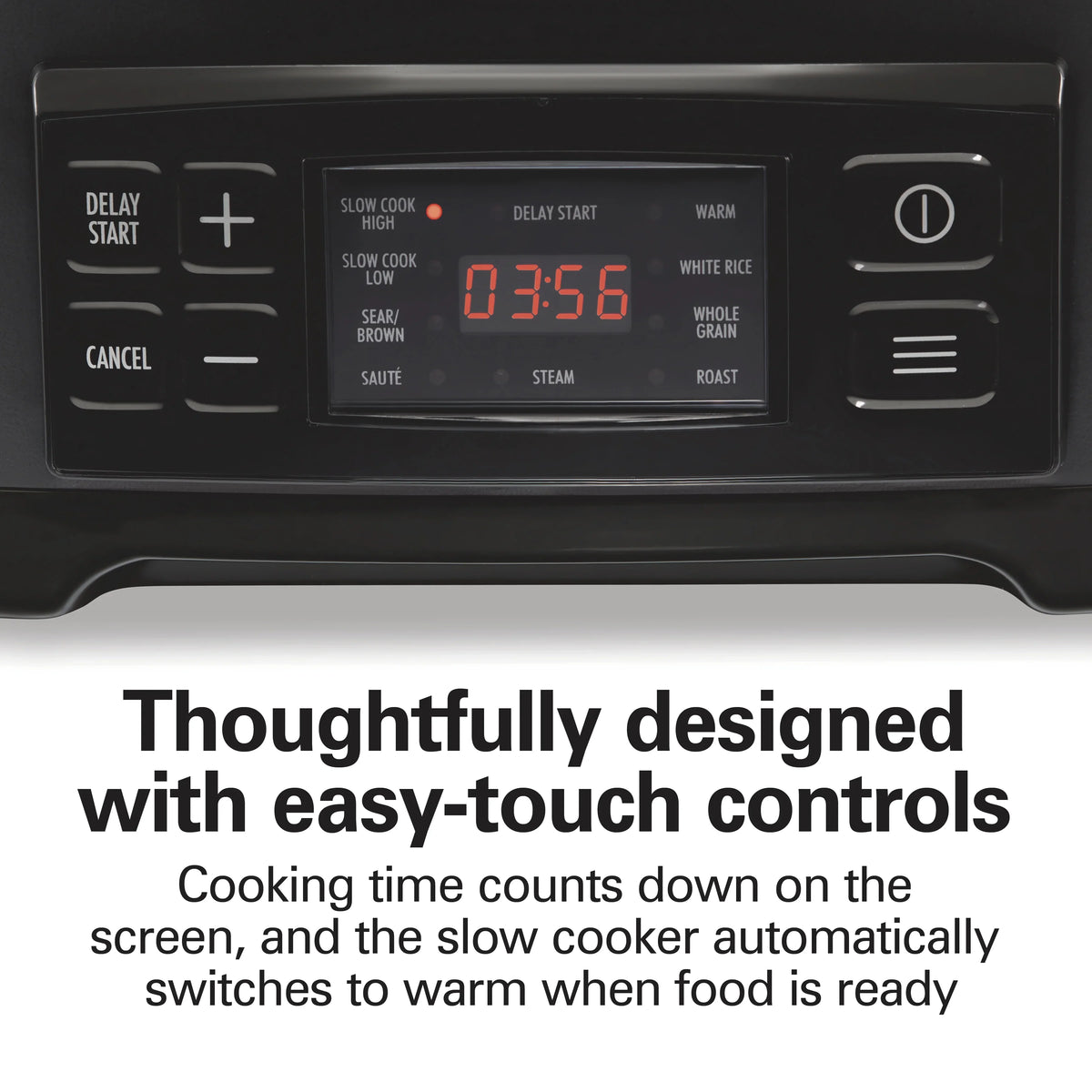 Hamilton Beach 9-in-1 Multi Cooker, 6 Qt Searing Slow Cooker, Nonstick Aluminum Crock with Removable Pot, Black