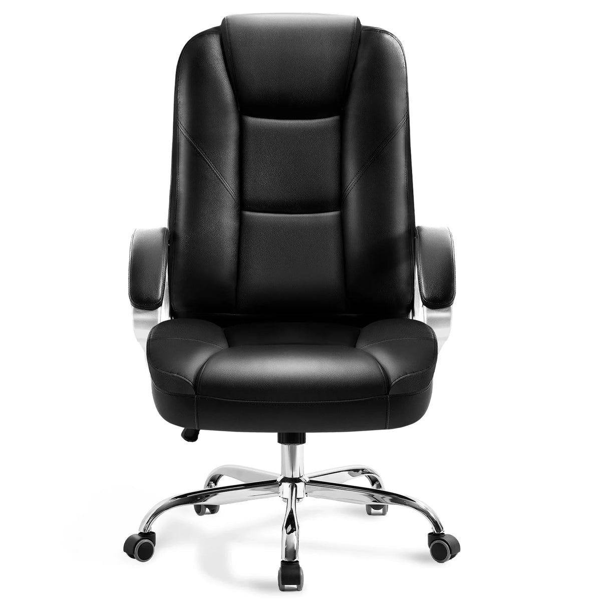 NEO CHAIR Home Office Chair, Heavy Duty Leather Office Chair, Ergonomic High Back Cushion Lumbar Back Support, Computer Desk Executive Chair for Work, 8 Hours Comfort, Jet Black