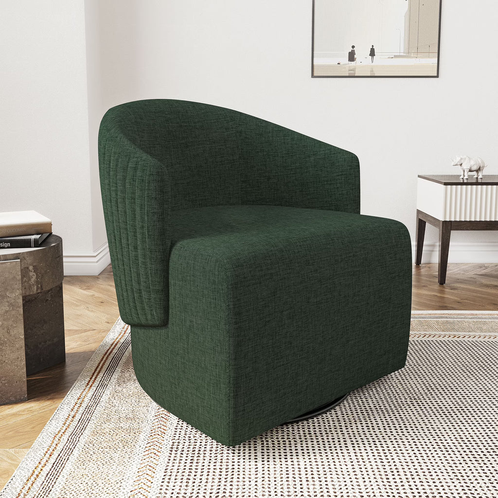 BELLEZE Swivel Accent Chair, Modern Upholstered Swivel Armchair 360 Degree Barrel Chair Comfy Corner Chair for Living Room Bedroom [Set of 2] - Malta (Light Grey)