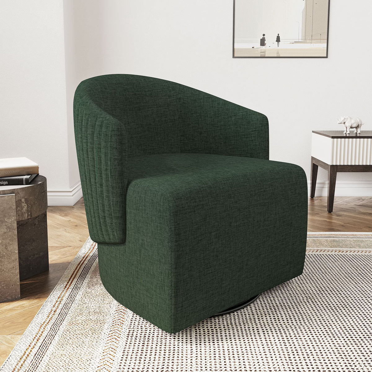 BELLEZE Swivel Accent Chair, Modern Upholstered Swivel Armchair 360 Degree Barrel Chair Comfy Corner Chair for Living Room Bedroom [Set of 2] - Malta (Light Grey)