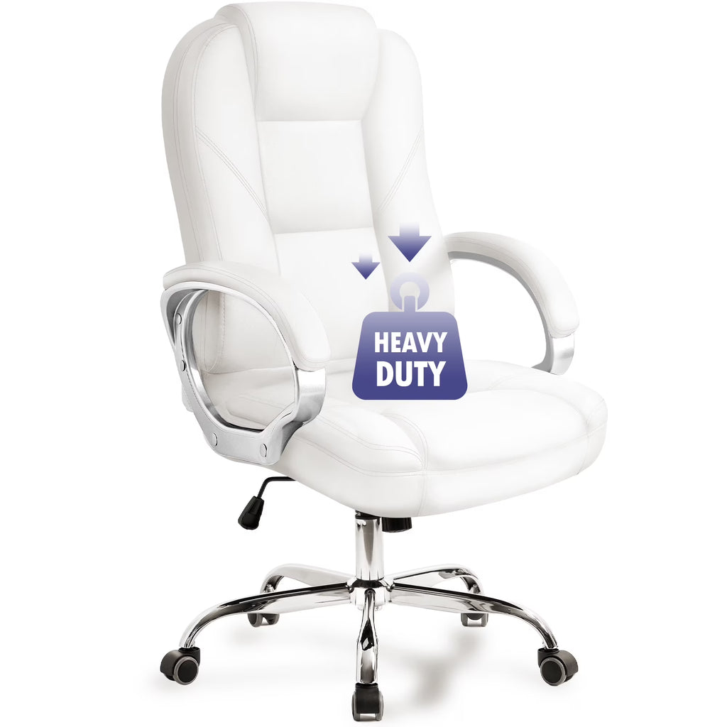 NEO CHAIR Home Office Chair, Heavy Duty Leather Office Chair, Ergonomic High Back Cushion Lumbar Back Support, Computer Desk Executive Chair for Work, 8 Hours Comfort, Jet Black