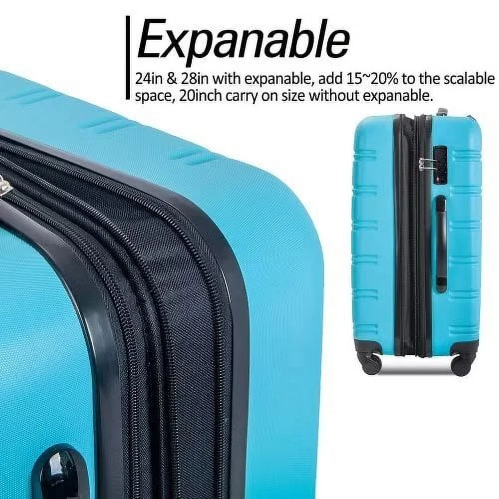 Expandable Suitcase Set of 3 with Double Spinner Wheels, Indestructible PP Material Hard Shell Luggage Sets TSA Lock, Carry on Expandable, Lightweight,20" 24' 28",Pink