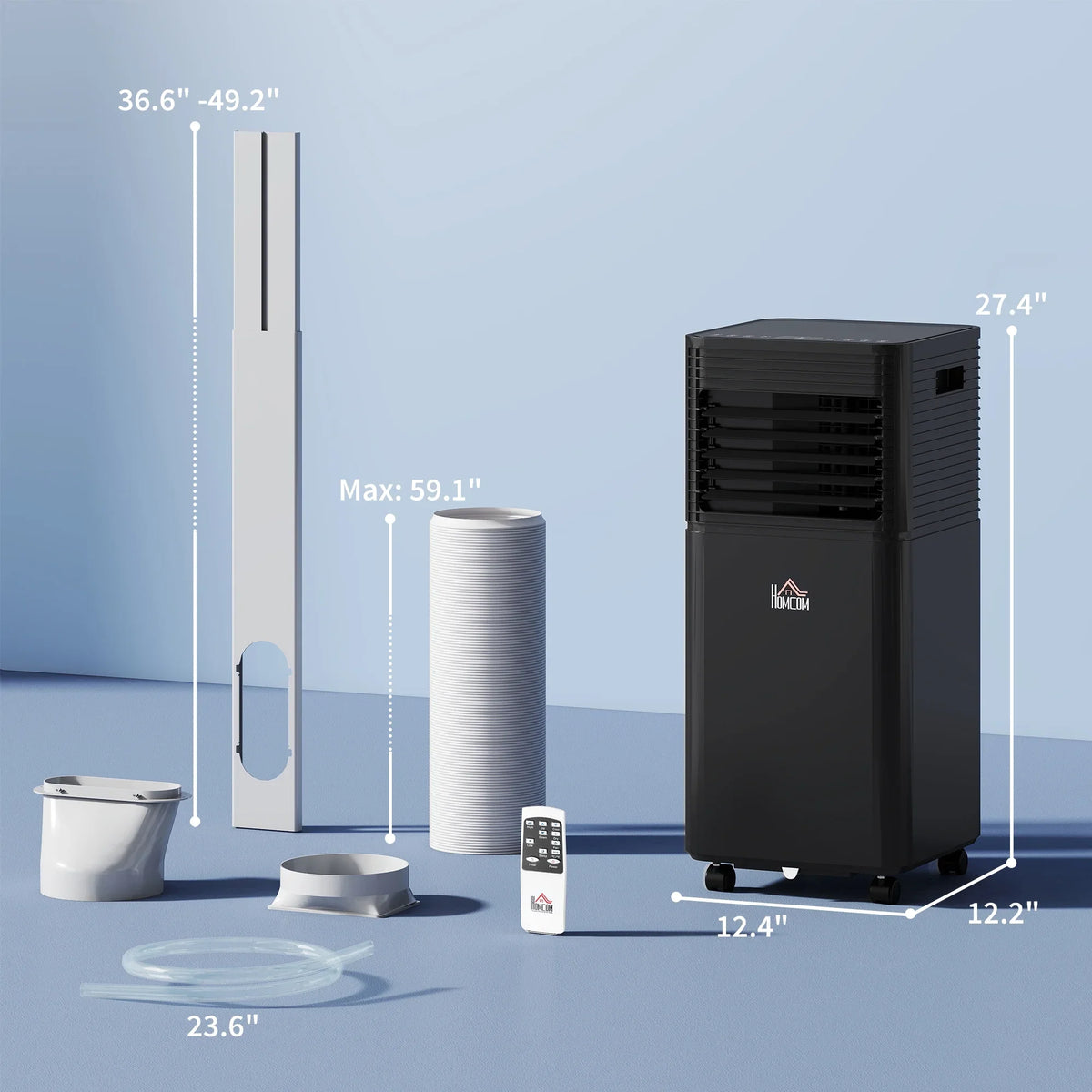 HOMCOM 8000 BTU Portable Air Conditioner with Remote, LED Display, 24H Timer, Black